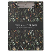moderne zwarte botanische elegant klembord (Voorkant)