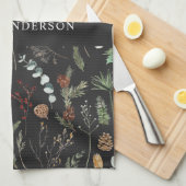 moderne zwarte botanische elegant theedoek (Quarter Fold)