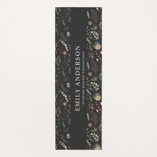 moderne zwarte botanische elegant yogamat (Voorkant)