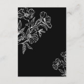 Moderne Zwarte Botanische Lijn Art Enclosure kaart (Achterkant)