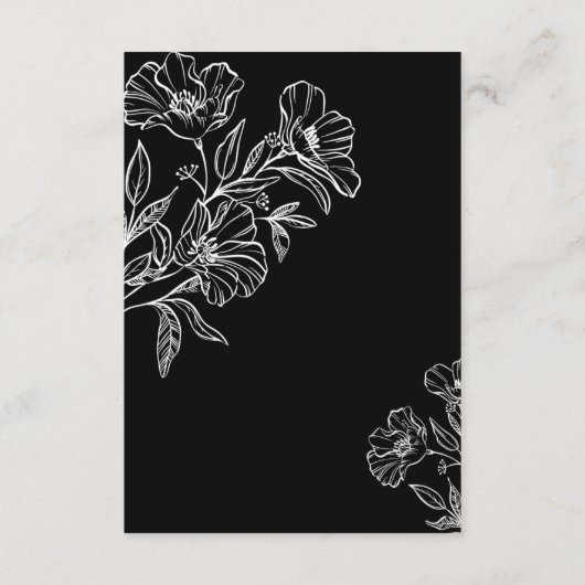 Moderne Zwarte Botanische Lijn Art Enclosure kaart (Achterkant)