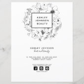 Moderne zwarte botanische spa 3-servicemenu (Achterkant)