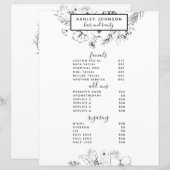 Moderne zwarte botanische spa 3-servicemenu (Voorkant / Achterkant)