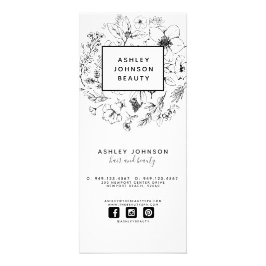 Moderne zwarte botanische spa 3 Services Menu 2 (Achterkant)