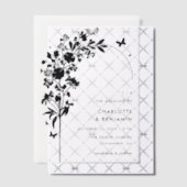 Moderne zwarte botanische vlinderboog vellum uitnodigingen (Offset (Uitnodiging))