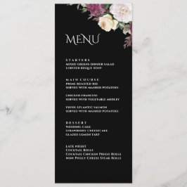 Moderne Zwarte Bourgogne Pioenrozen Huwelijksmenu  Menu