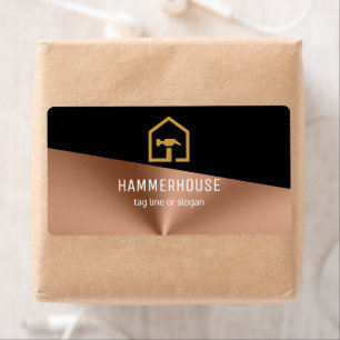 Moderne Zwarte & Bronzen Bouw Retouradres Etiket