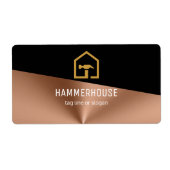 Moderne Zwarte & Bronzen Bouw Retouradres Etiket (Voorkant)