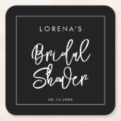 Moderne zwarte Bruidsdouche Kartonnen Onderzetters (Voorkant)