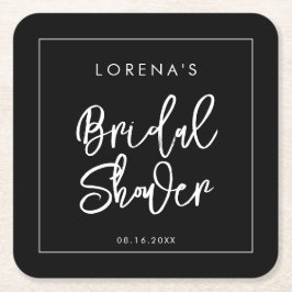 Moderne zwarte Bruidsdouche Kartonnen Onderzetters