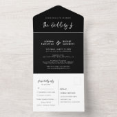 moderne zwarte bruiloft all in one uitnodiging (Binnen)