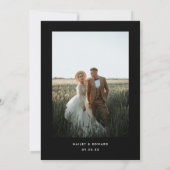 Moderne zwarte bruiloft foto Elopement & Receptie Kaart (Achterkant)