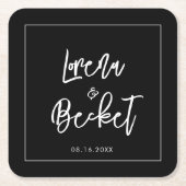 moderne zwarte bruiloft kartonnen onderzetters (Voorkant)