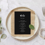moderne zwarte bruiloft menu<br><div class="desc">Een gedurfde en trendy typografie voor je trouwkantoor,  eenvoudig maar elegant met een zwart-wit thema. Volledig aanpasbaar: u kunt indien nodig de kleuren van het lettertype en de achtergrond wijzigen.</div>