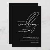 Moderne zwarte bruiloft met witte belettering kaart (Voorkant / Achterkant)