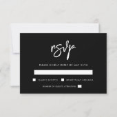 moderne zwarte bruiloft RSVP kaartje (Voorkant)