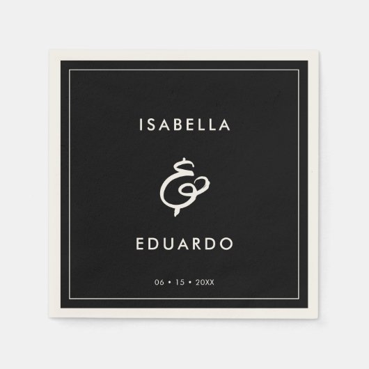 moderne zwarte bruiloft servet (Voorkant)
