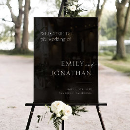 Moderne zwarte bruiloft welkom acryl bord
