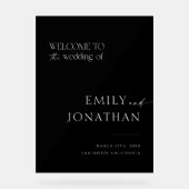 Moderne zwarte bruiloft welkom acryl bord (Voorkant)