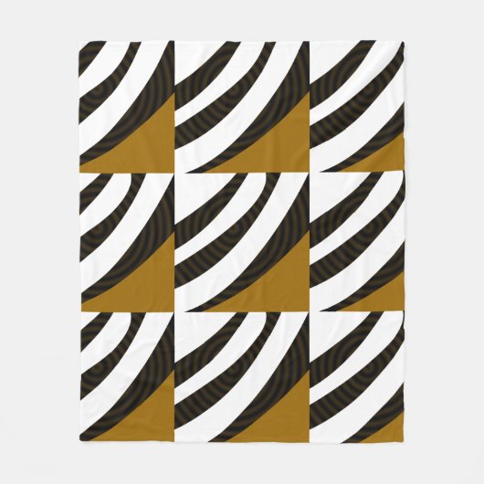 Moderne zwarte, bruine streep-patroon fleece deken (Voorkant)