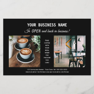Moderne, zwarte business Re-Opening Promotional Fl Flyer