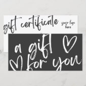 Moderne Zwarte Cadeaubon Certificaat (Voorkant / Achterkant)