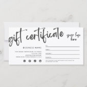 Moderne Zwarte Cadeaubon Certificaat (Achterkant)