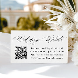 Moderne Zwarte Calligrafie Trouwwebsite QR Code Informatiekaartje