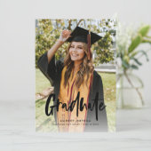 Moderne Zwarte Calligraphy Foto Afstuderen Kaart (Staand voorkant)