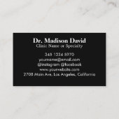 Moderne zwarte cardioloog visitekaartje (Achterkant)