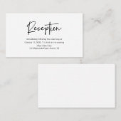 Moderne zwarte casual elegantie, huwelijksreceptie informatiekaartje (Voorkant / Achterkant)