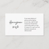 Moderne zwarte casual elegantiefunctie, Honeymoon  Informatiekaartje (Voorkant)