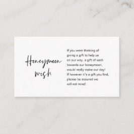 Moderne zwarte casual elegantiefunctie, Honeymoon  Informatiekaartje