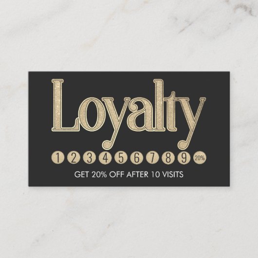 Moderne Zwarte Champagne Gouden Glitter Typografie Klantenkaartje (Voorkant)