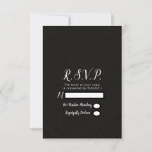 Moderne Zwarte Chic Minimaal Huwelijks RSVP Antwoo