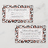 Moderne zwarte Chic-Roos Gold Foil Leopard-printer Afsprakenkaartje (Voorkant / Achterkant)