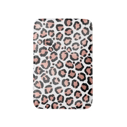 Moderne zwarte Chic-Roos Gold Foil Leopard-printer Badmat (Voorkant Verticaal)