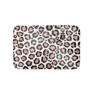 Moderne zwarte Chic-Roos Gold Foil Leopard-printer Badmat