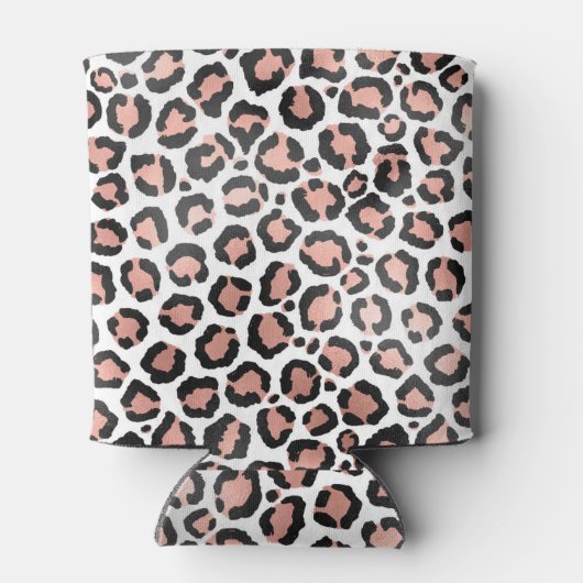 Moderne zwarte Chic-Roos Gold Foil Leopard-printer Blikjeskoeler (Achterkant)