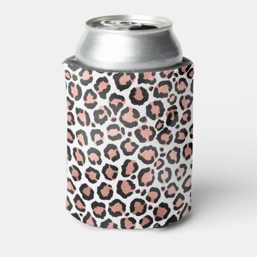 Moderne zwarte Chic-Roos Gold Foil Leopard-printer Blikjeskoeler (Blikje Achterkant)