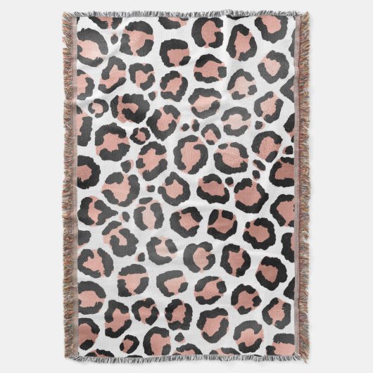 Moderne zwarte Chic-Roos Gold Foil Leopard-printer Deken (Voorkant Verticaal)