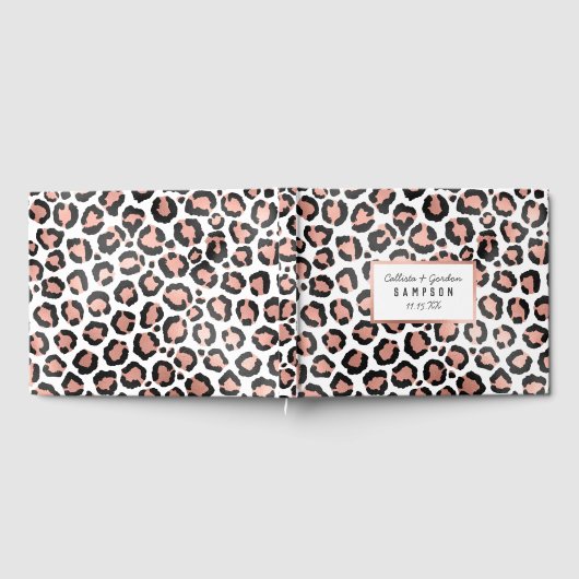 Moderne zwarte Chic-Roos Gold Foil Leopard-printer Gastenboek (Volledig)