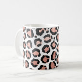 Moderne zwarte Chic-Roos Gold Foil Leopard-printer Koffiemok (Voorkant links)