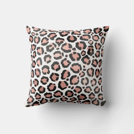 Moderne zwarte Chic-Roos Gold Foil Leopard-printer Kussen (Achterkant)