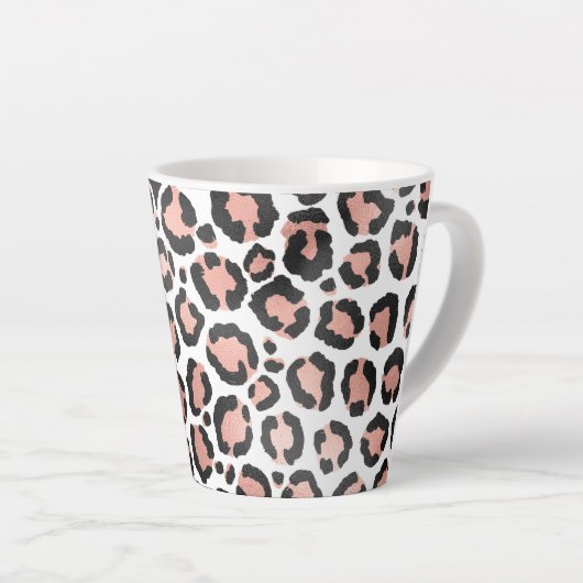 Moderne zwarte Chic-Roos Gold Foil Leopard-printer Latte Mok (Rechterhoek)