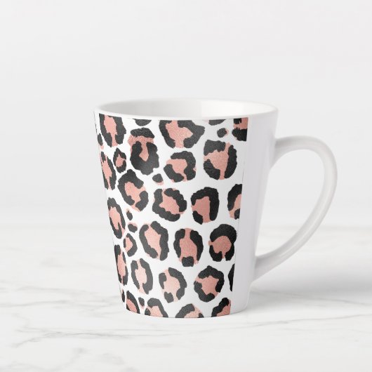 Moderne zwarte Chic-Roos Gold Foil Leopard-printer Latte Mok (Rechts)