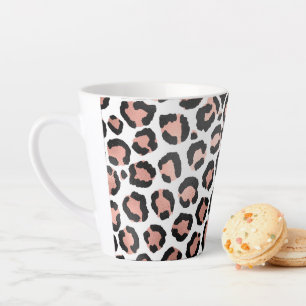 Moderne zwarte Chic-Roos Gold Foil Leopard-printer Latte Mok