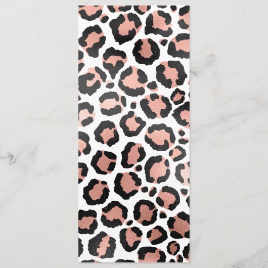 Moderne zwarte Chic-Roos Gold Foil Leopard-printer Menu (Achterkant)
