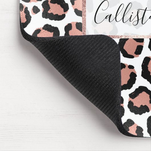 Moderne zwarte Chic-Roos Gold Foil Leopard-printer Muismat (Hoek)