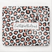 Moderne zwarte Chic-Roos Gold Foil Leopard-printer Muismat (Voorkant)